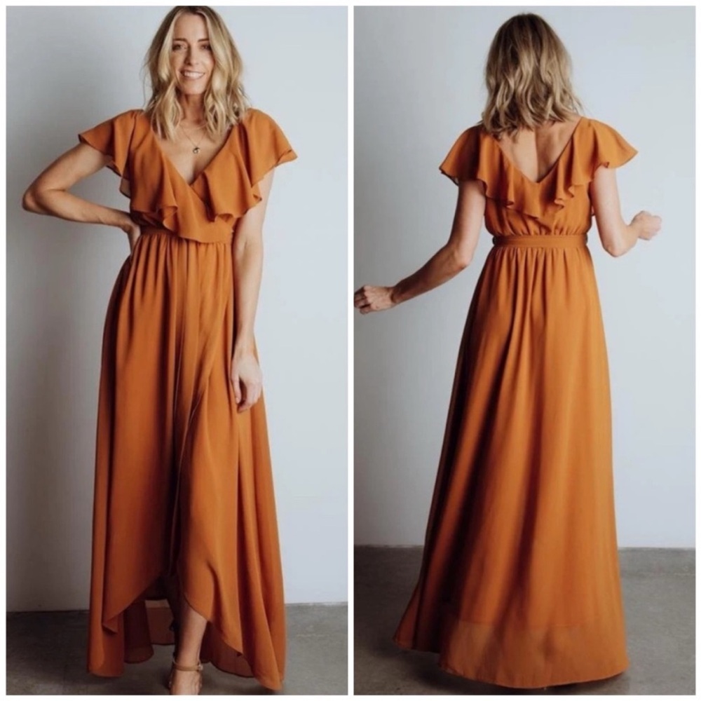 Baltic Born Rust High-Low Ruffle Maxi Dress - Picture 2 of 3